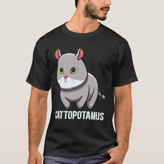 T-shirt Cattopotamus Graphisme d'Animal Hybride Chat Hippo (Devant)