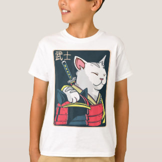 T-shirt Catzilla - Art Chat Japonais - Epée Katana - Anime