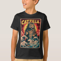 Catzilla Art Japonais Drôle Chat Vintage Graphisme