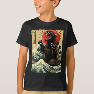 T-shirt Catzilla Cat Art Drôle Chat Japonais Pour Hommes F