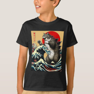 T-shirt Catzilla Chat Art Japonais Dons De Chat Drôle Pour