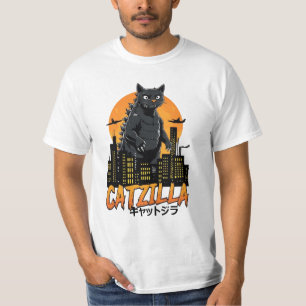 T-shirt Catzilla Chat Art Japonais Drôle Cadeaux Chat