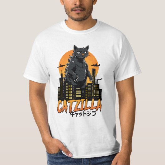 T-shirt Catzilla Chat Art Japonais Drôle Cadeaux Chat (Devant)
