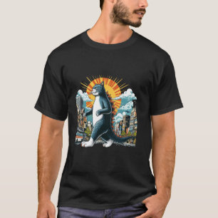 T-shirt Catzilla Chat Art Japonais Vintage Chat Noir Japan