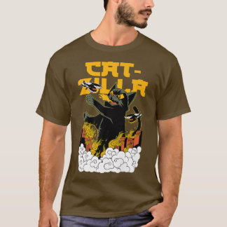 T-shirt CATZILLA Chat drôle Dire Kitten Monster Tomcat dan