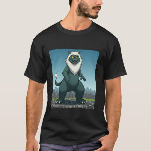 T-shirt Catzilla Chat Japonais Drôle Chat Art Hommes Femme