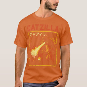 T-shirt Catzilla Chat Monstre Drôle Parodie Japonaise Femm