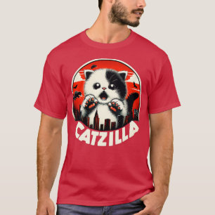 T-shirt CATZILLA Cute Fierce Kitty Vue sur la ville