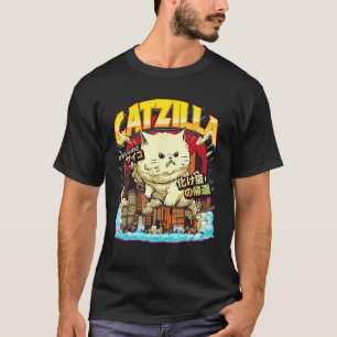 T-shirt Catzilla Cute Paws Top, Drôle Grumpy Fluffy Cat Fl