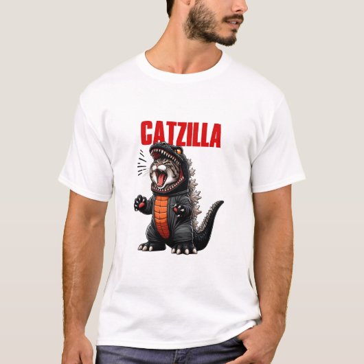T-shirt Catzilla - Drôle Chat Godzilla Mashup (Devant)