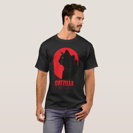 T-shirt Catzilla Funny Cat Shirt, Funny Cat (Devant entier)