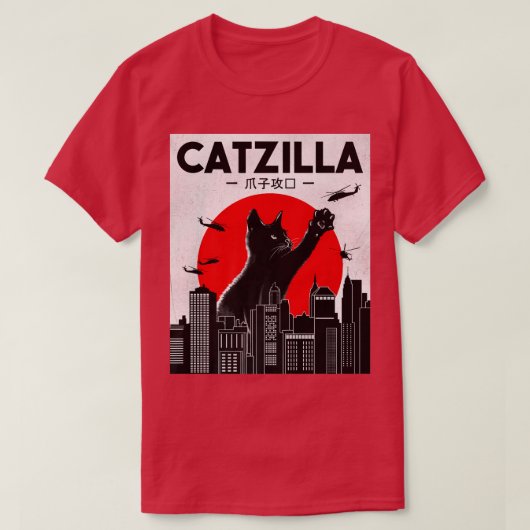 T-shirt Catzilla Funny Chat, Chat Funny, Amoureux des chat (Design devant)