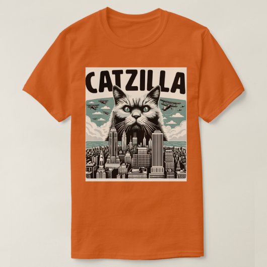 T-shirt Catzilla Funny Chat Kitten Design 1 (Design devant)