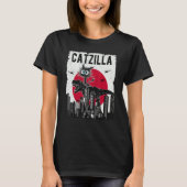 T-shirt Catzilla Funny Retro Cat Kitten Riding T.Rex Lover (Devant)