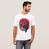 T-shirt Catzilla géant drôle chat noir Godzilla (Devant entier)