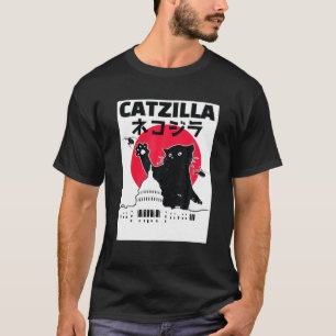 T-shirt Catzilla Japonaise Chat Retro Vintage Sunset City 