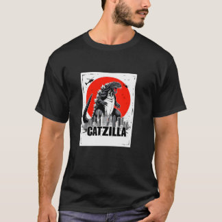 T-shirt Catzilla Japonaise Drôle Art Cadeaux De Chat Pour 