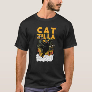 T-shirt Catzilla Kaiju Cat Détruit Une Ville Japonaise
