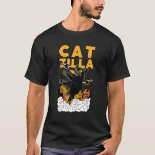 T-shirt Catzilla Kaiju Cat Détruit Une Ville Japonaise