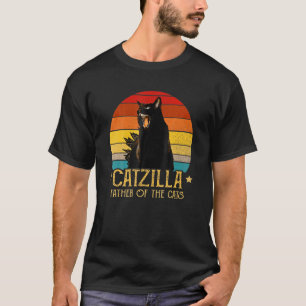 T-shirt Catzilla Père des chats Rétro Vintage Coucher de s