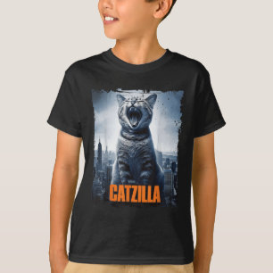 T-shirt Catzilla Roaring sur la ville Skyline Cat Monster