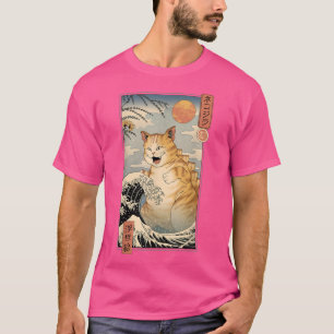 T-shirt Catzilla Ukiyo-E Kaiju Cat Monster Great Wave Japa