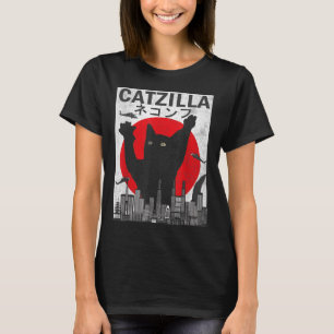 T-shirt Catzilla vintage Japonaise Style coucher de soleil