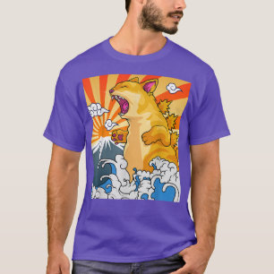 T-shirt Catzilla Vintage Kawaii Cute Cat Art Soleils Japon