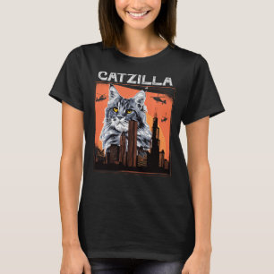 T-shirt Catzilla vintage Kitten Chat Retro Art Décoré