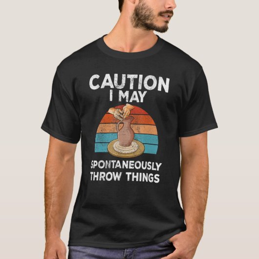 T-shirt Caution i may spontaneously throw things potter po (Devant)