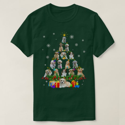 T-shirt Cavachon Christmas Tree Lights Funny Lover Dog Xma (Design devant)
