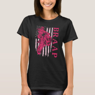 T-shirt Cavalier de moto cross Dirt Bike Braap Filles Rose