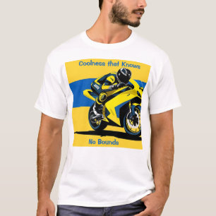 T-shirt Cavalier de moto de course en action