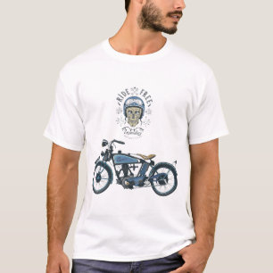 T-shirt cavalier de moto et vieille motocyclette, couleur