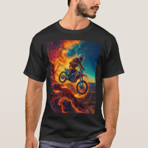 T-shirt Cavalier de Motocross échappant aux flammes