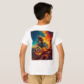 T-shirt Cavalier de motocross échappant aux flammes (Dos entier)