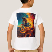T-shirt Cavalier de motocross échappant aux flammes (Dos)