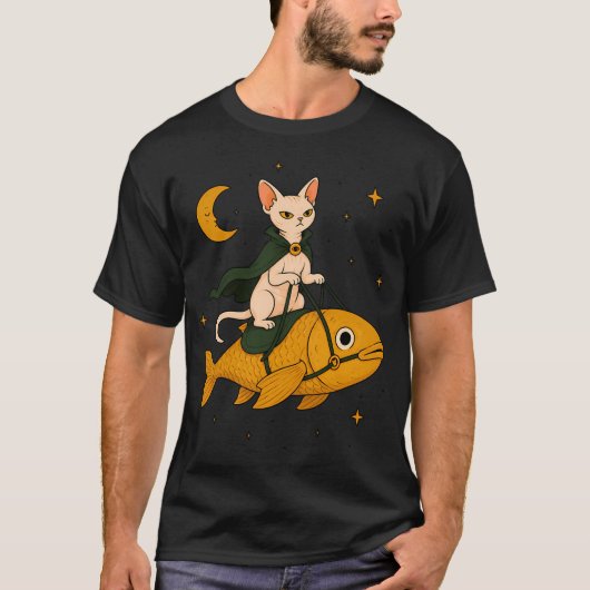 T-shirt Cavalier de poisson de chat Sphynx (Devant)