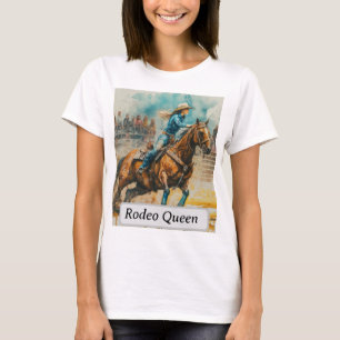 T-shirt Cavalier de Rodéo Course de Barils Aquarelle Cowgi