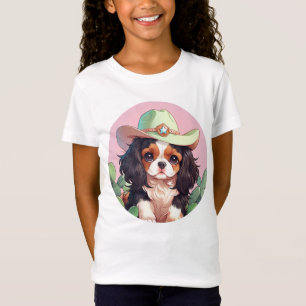 T-Shirt Cavalier King Charles pastel rose cowboy