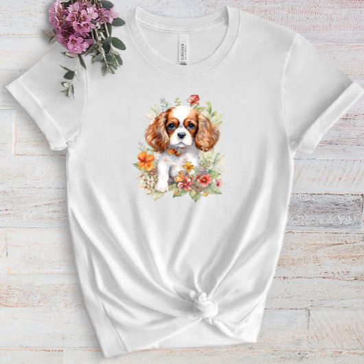 T-shirt Cavalier King Charles Puppy Pet Aquarelle