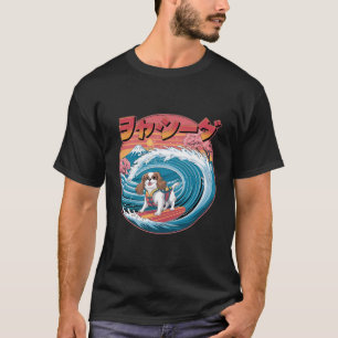 T-shirt Cavalier King Charles Spaniel Chien Kanagawa Vague