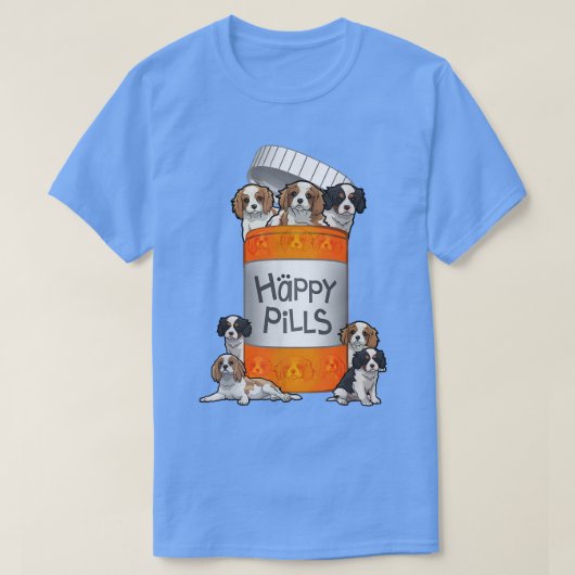 T-shirt Cavalier King Charles Spaniel Happy Pills (Design devant)