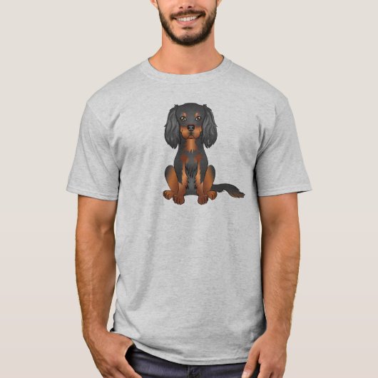 T-shirt Cavalier King Charles Spaniel noir et feu (Devant)