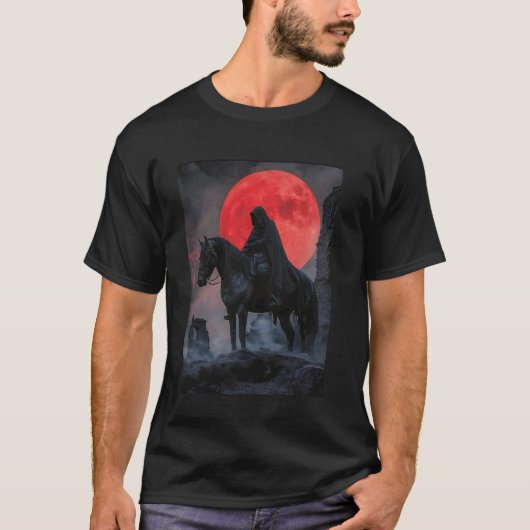 T-shirt Cavalier noir lune rouge (Devant)
