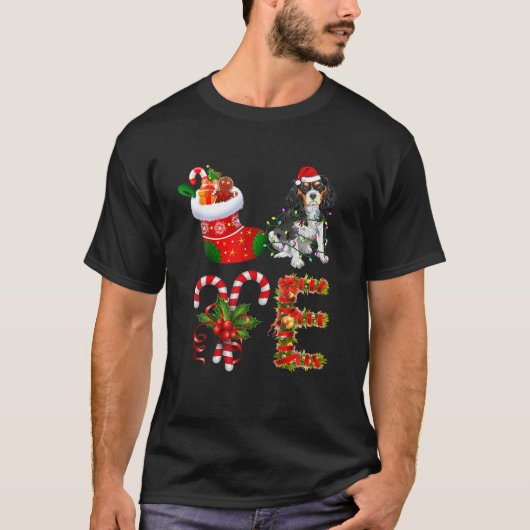 T-shirt Cavalier roi charmes spanie chien Noël Lumière (Devant)