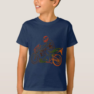 T-shirt Cavalier sur l'arc-en-ciel de moto métallique