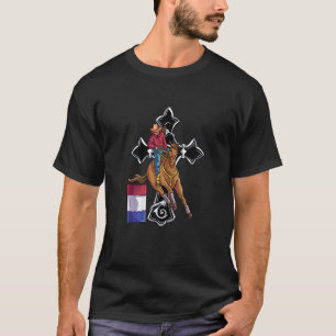 T-shirt Cavalière fière chrétienne de course de tonneaux f