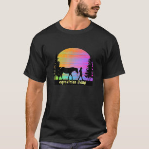 T-shirt Cavalière Vivant Coucher de Soleil Coloré Silhouet