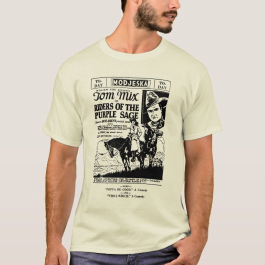 T-shirt Cavaliers de Tom Mix de l'annonce 1925 de sauge (Devant)
